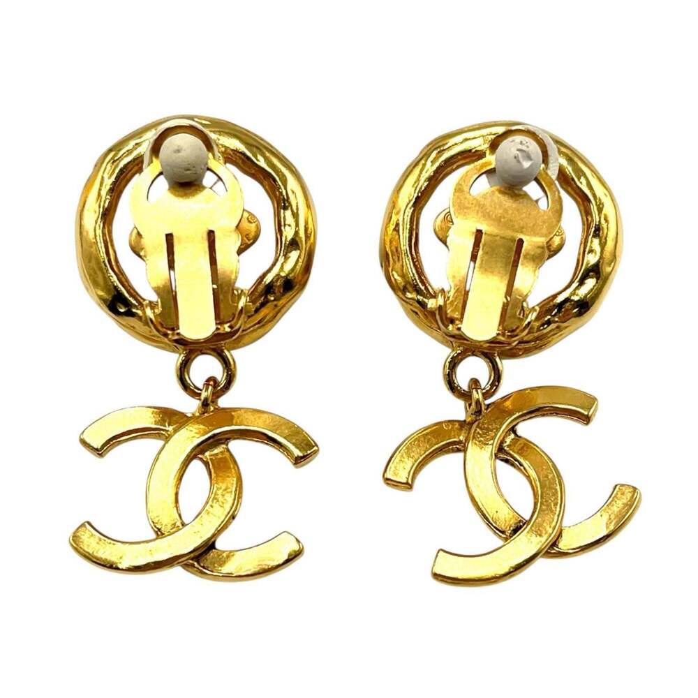 CHANEL Authentic Gold Pearl Logo Earrings - Picture 2 of 8